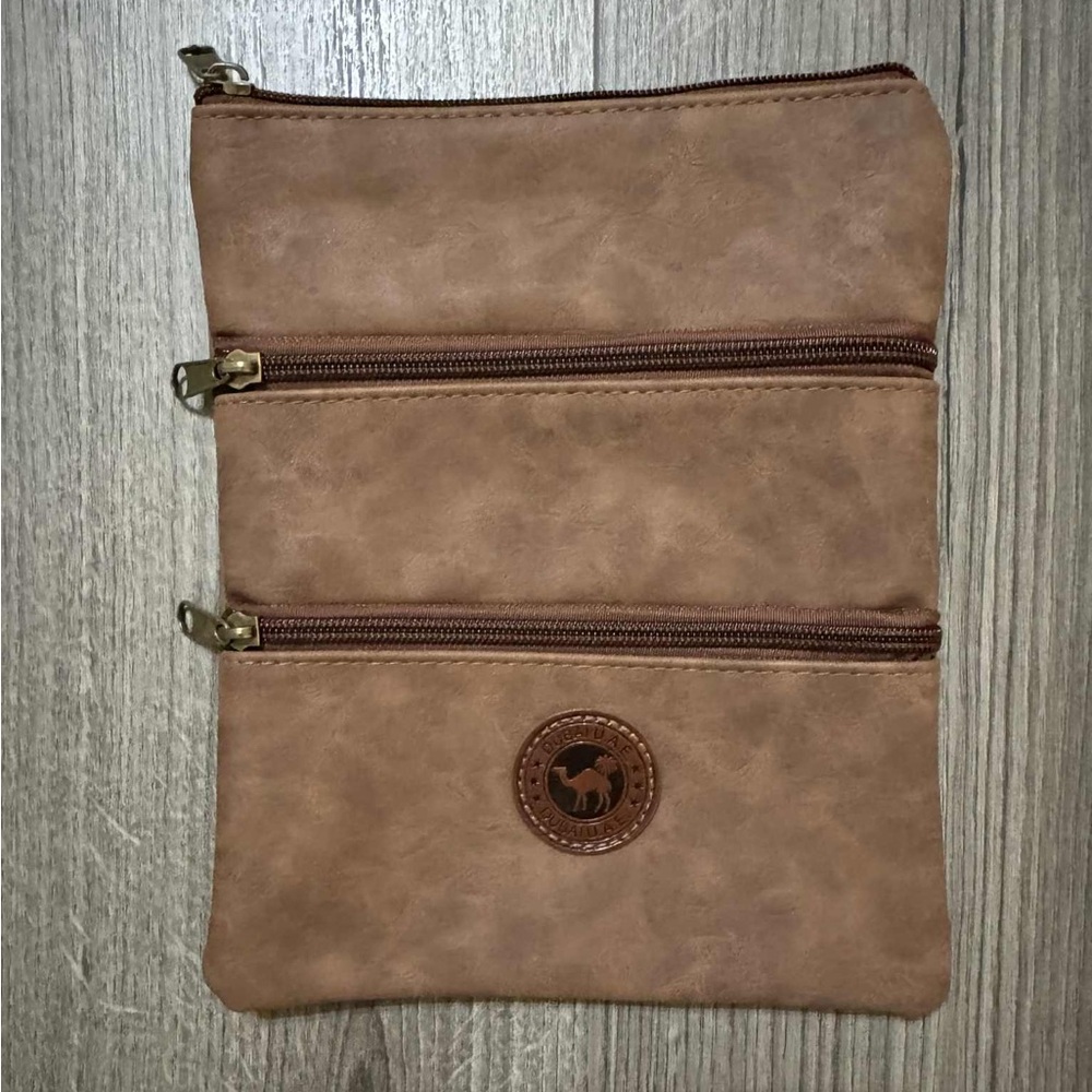 Dubai Camel Brown Toiletry Bag with Dual Zippers